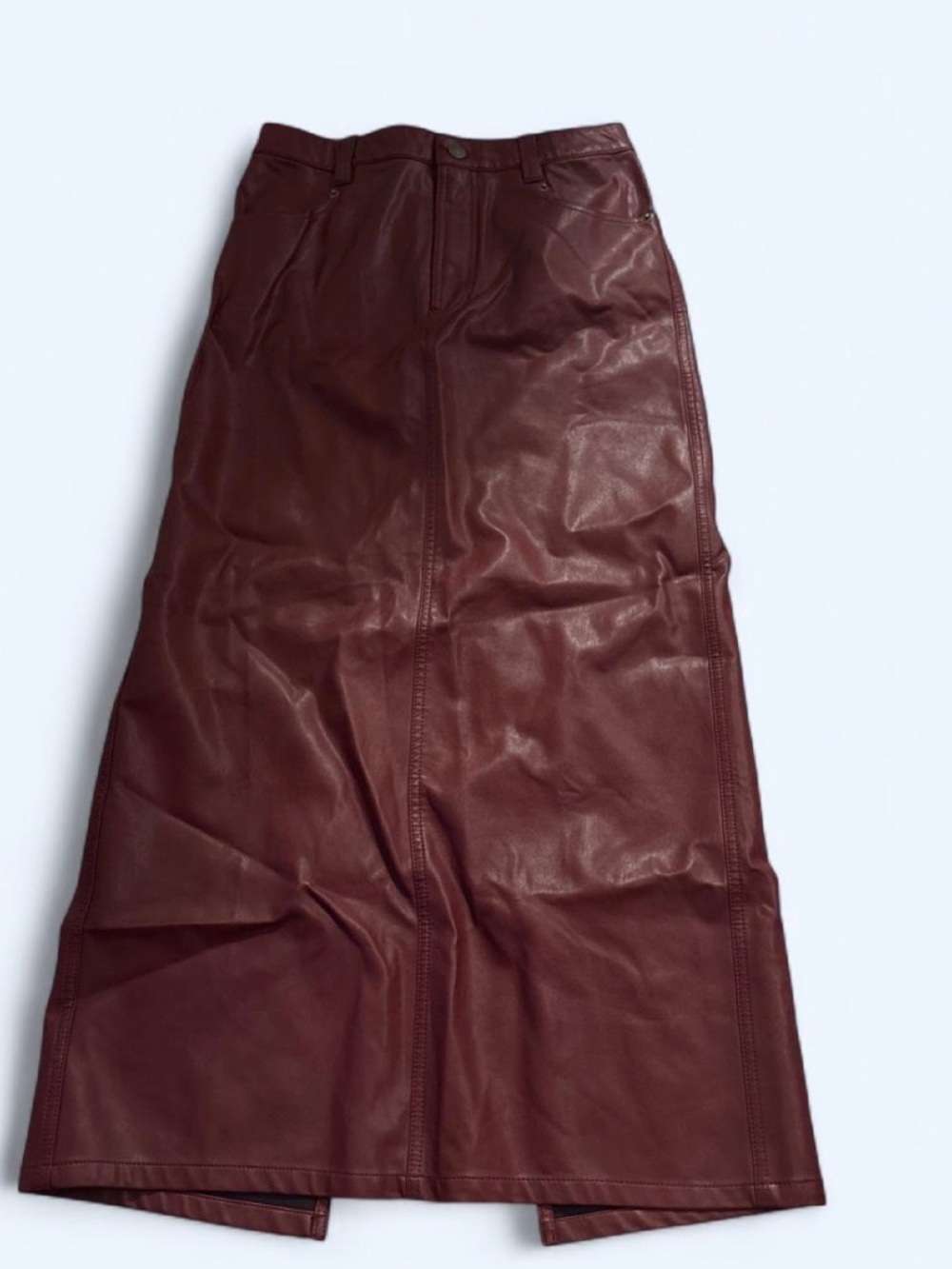 Women's Faux Leather Maxi Skirt in Burgundy